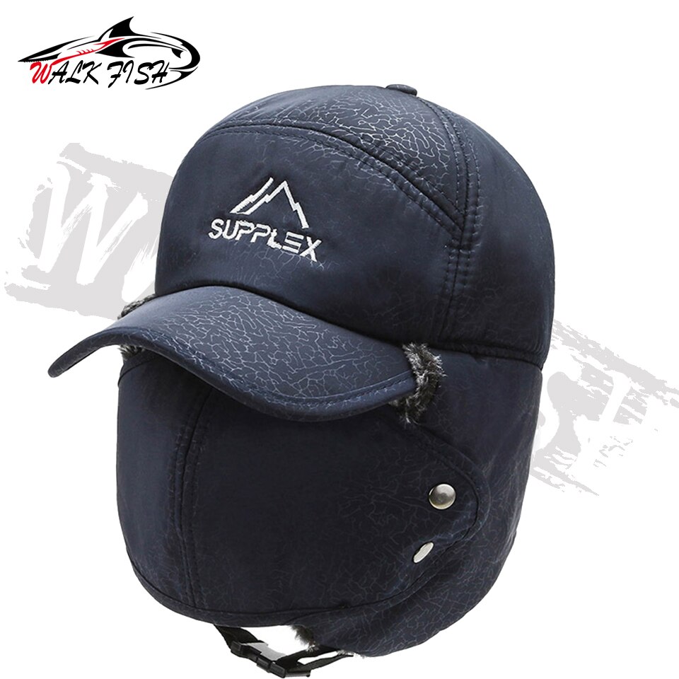 chodzić ryba czapka wędkarska zima ciepły mężczyźni Lei Feng czapka ochrona słuchu wiatroszczelna wodoodporna czapka narciarska aksamitna gruby odkryty kapelusz wędkarski: rodzaj C-niebieski