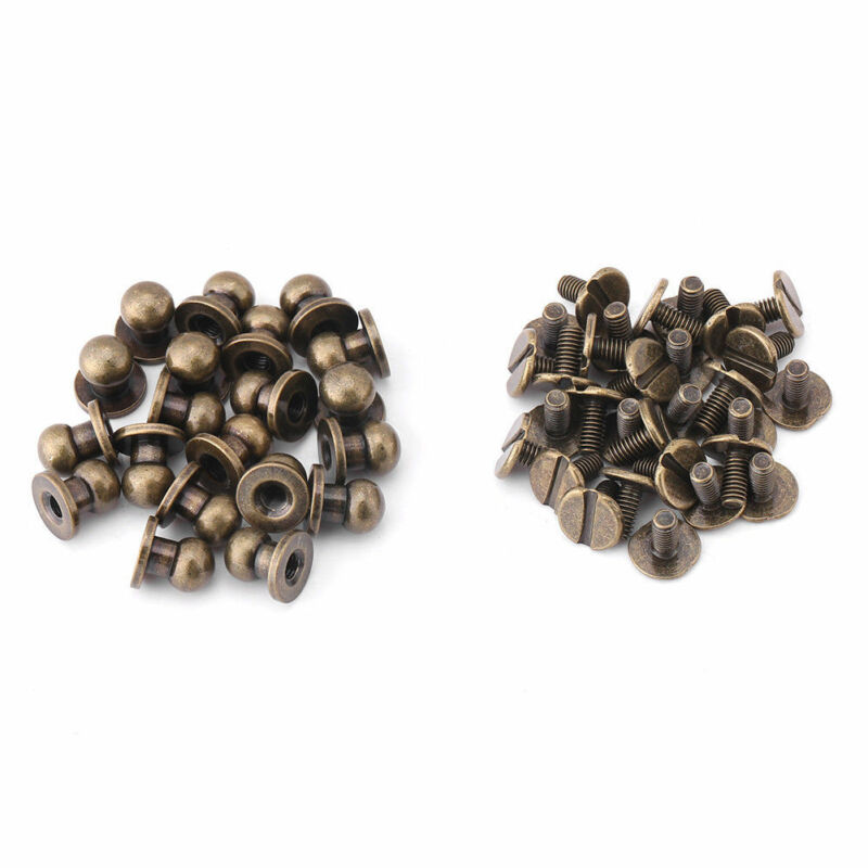 20Pcs Screwback Stud Schroef Ronde Kop Massief Messing Nail Klinknagel Knop Diy Leer: 8x6x8mm Bronze