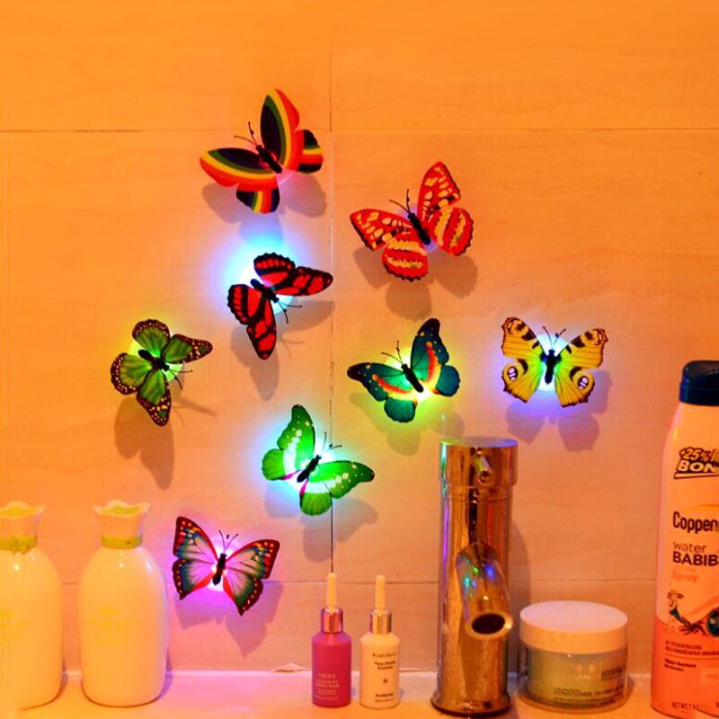 Led Gloeiende Vlinder Speelgoed Kinderkamer 3D Glow In Dark Vlinder Nachtlampje Huis Art Muurstickers Decoratie Party Speelgoed kinderen