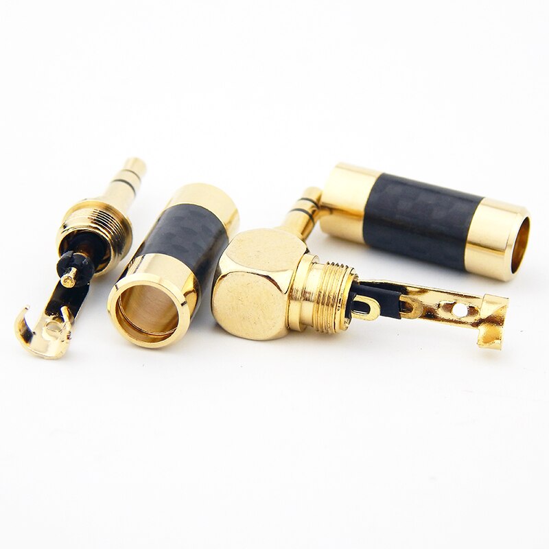 2pcs gold JACK plug 3.5mm Earphone plug 3.5mm Stereo Headphone Connector carbon fibre Gold-plated