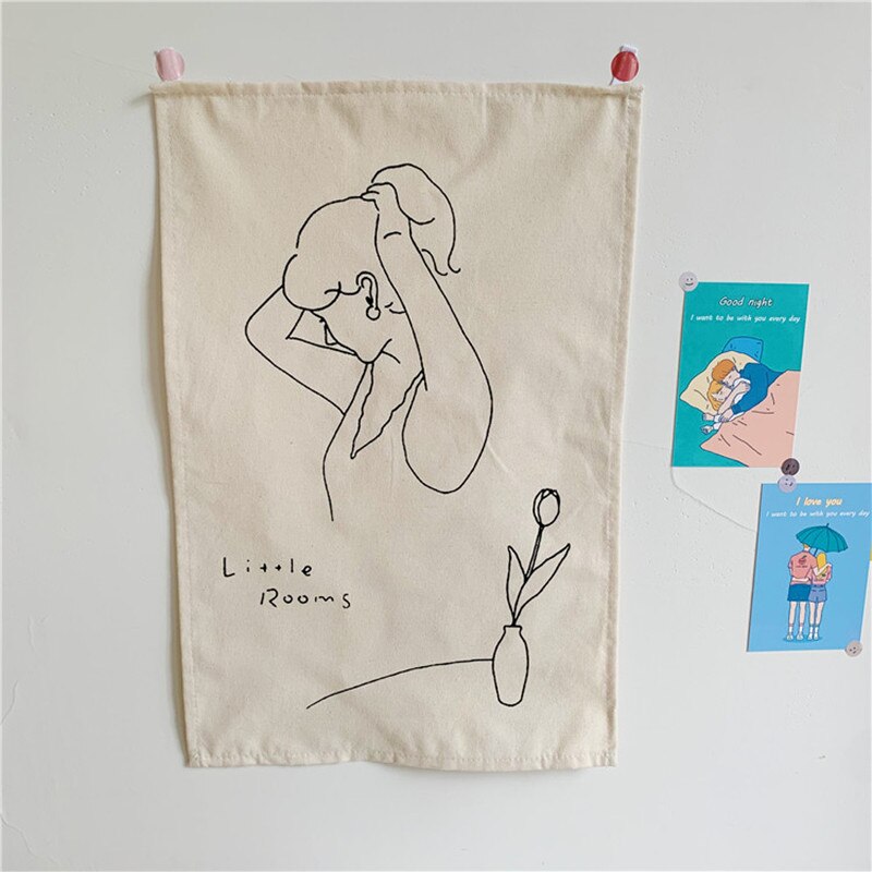 Tapiz nórdico con de flores para colgar en la pared de Ins, tela coreana para decoración de dormitorio, tapicería para dormitorio, tapicería para apartamento, bohemio D1