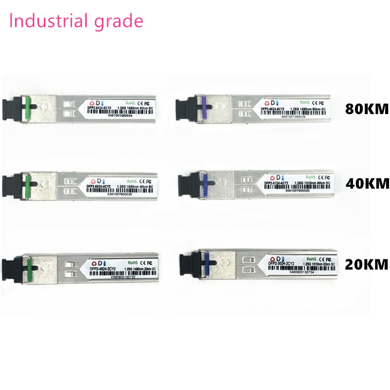 SC SFP glasvezel module industriële -40 ~ + 80 Celsius 1.25G20/40/80KM 1310 /1490/1550nm Single-SFP compatibel optische module