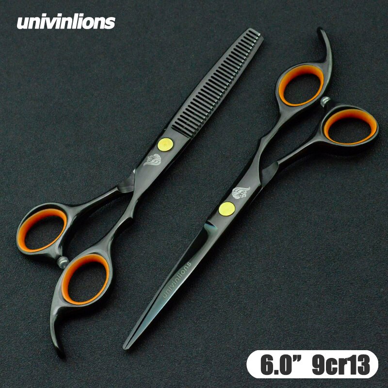 Tijeras de pelo de titanio negro de 6 pulgadas, kit de tijeras de peluquería profesionales, tijeras de peluquero, juego de cortapelos, tijeras de adelgazamiento