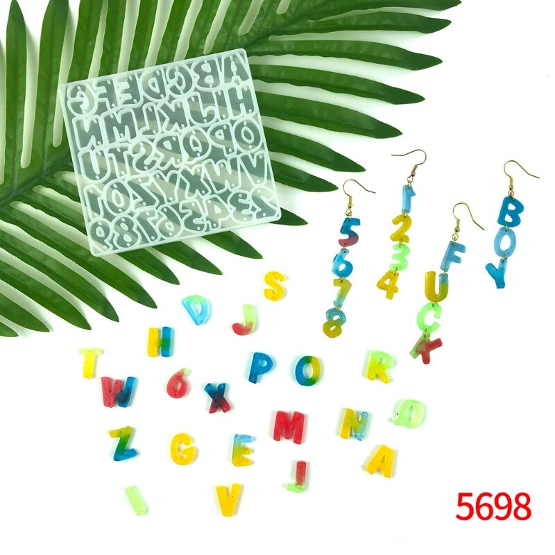 Alphabet Keychain Epoxy Resin Mold Letter Number Earrings Pendant Silicone Mould