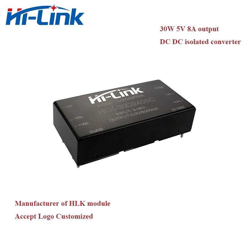 Hi-Link 5V 6A output DC DC step down converter 9-36V Input HLK-30D2405C 91% efficiency isolated dc dc