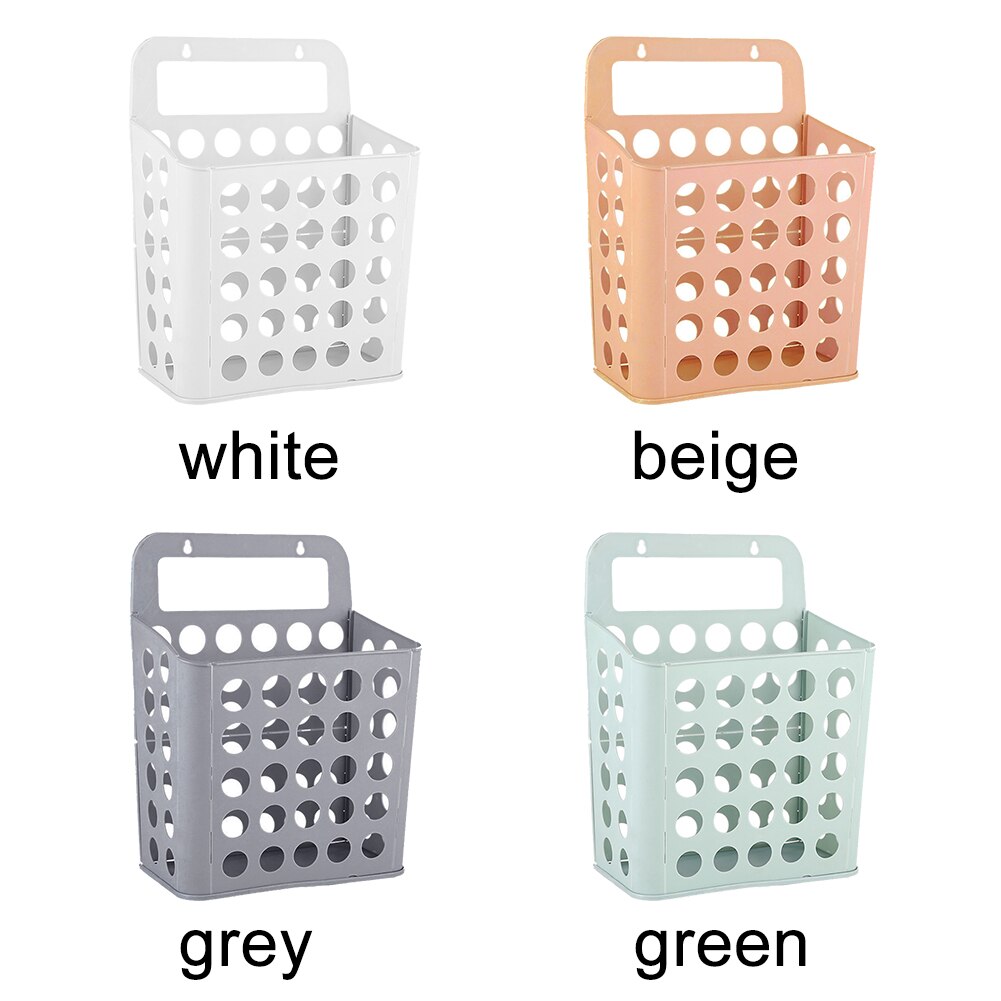 Plastic Container Foldable Organizer Household Storage Solid Wall Mounted Laundry Basket With Handles Bathroom Large Capacity