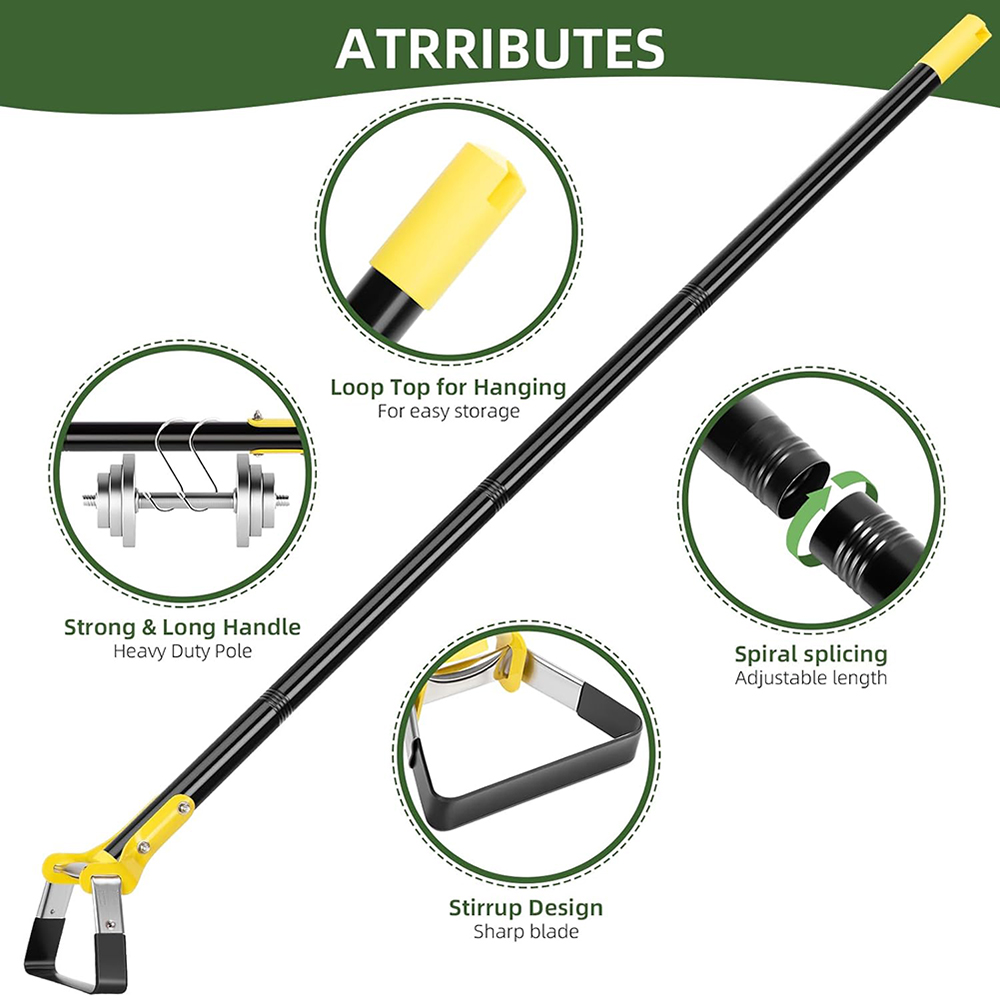 Hoe Garden Tool,Long Handle Heavy Duty Adjustable,Gardening Stainless Steel Loop Stirrup Action Hoe for Weeding 30-60 Inch