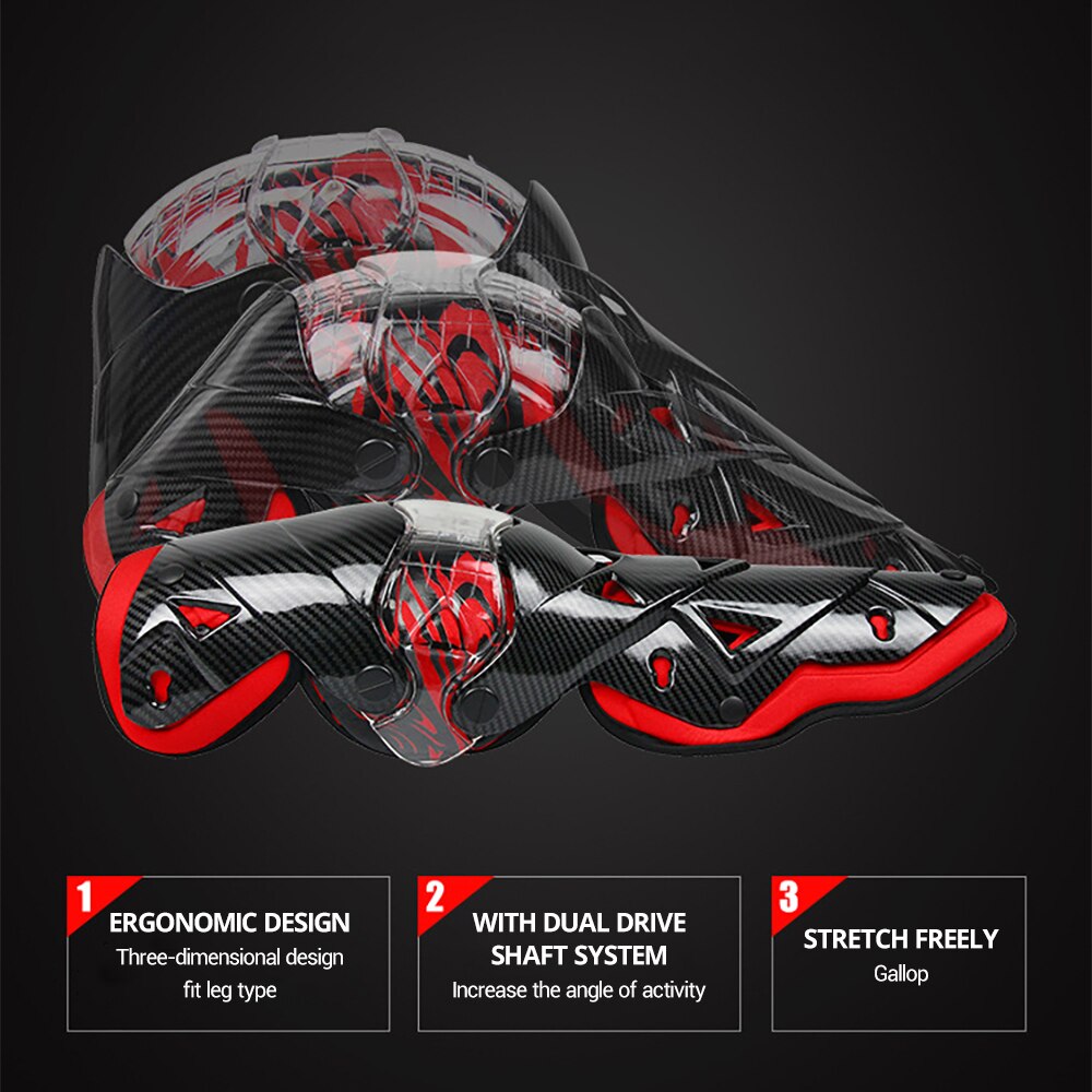 Men Motorcycle Knee Pads Red Moto Protection Knee Protector Motocross Equipment Motorbike Knee Moto Protective Gear Four Seasons