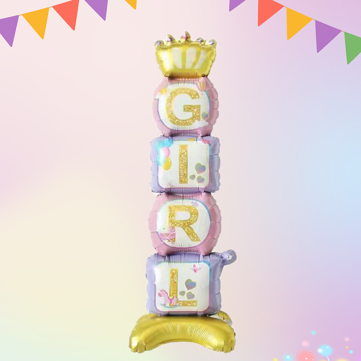 Corona Pedestal Niña Niño Globos de aluminio Baby SHowers Decoraciones para de primer cumpleaños