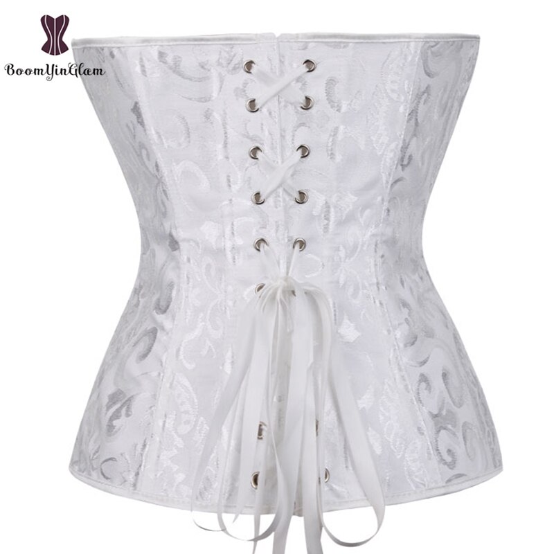 Corset de mariage en dentelle désossée, couleur unie, noir et blanc, sous-vêtement en Brocade Jacquard, pour sculpter le corps