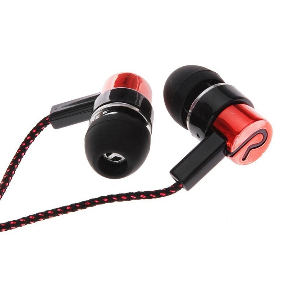 Portable Universal 3.5mm Braided Heavy Bass In-Ear Wired Music Earphone For Phone: Red