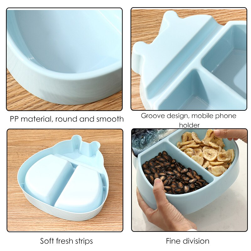 Kształt biedronki miska na przekąnarty plastikowe pudełko na przekąnarty nasiona orzechy i pojemnik na suche owoce płyta danie organizer z uchwytem na telefon