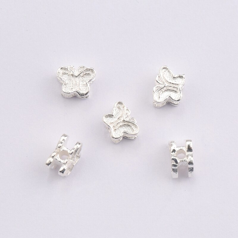 5 pièces Double côtés 925 en argent sterling papillon perles exquise en vrac entretoise argent perles pour Bracelet collier fabrication de bijoux