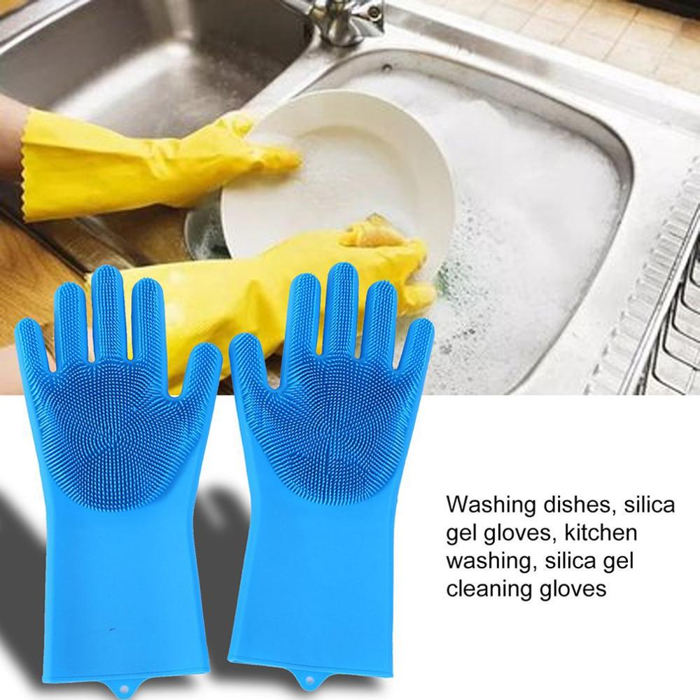 1 paio di Guanti in silicone per Lavare I Piatti Guanti Guanti di Lavaggio Spugna macchia Guanti di Gomma per la Cucina Giardino Strumenti di Pulizia