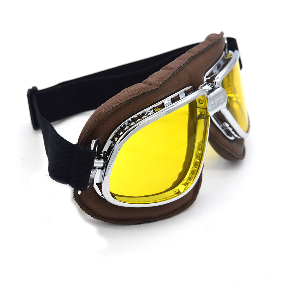 Mooreaxe-Gafas de motocicleta Vintage para hombre y mujer, lentes para casco de moto, Cafe Racer, Chopper, Bobber, todoterreno, color amarillo