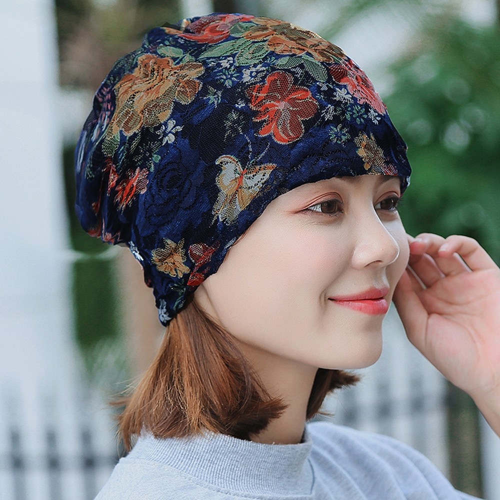 Kvinder blomst muslim cancer kemo hat hue tørklæde turban hoved wrap cap trykt hovedbeklædning dame hatte  #t5p
