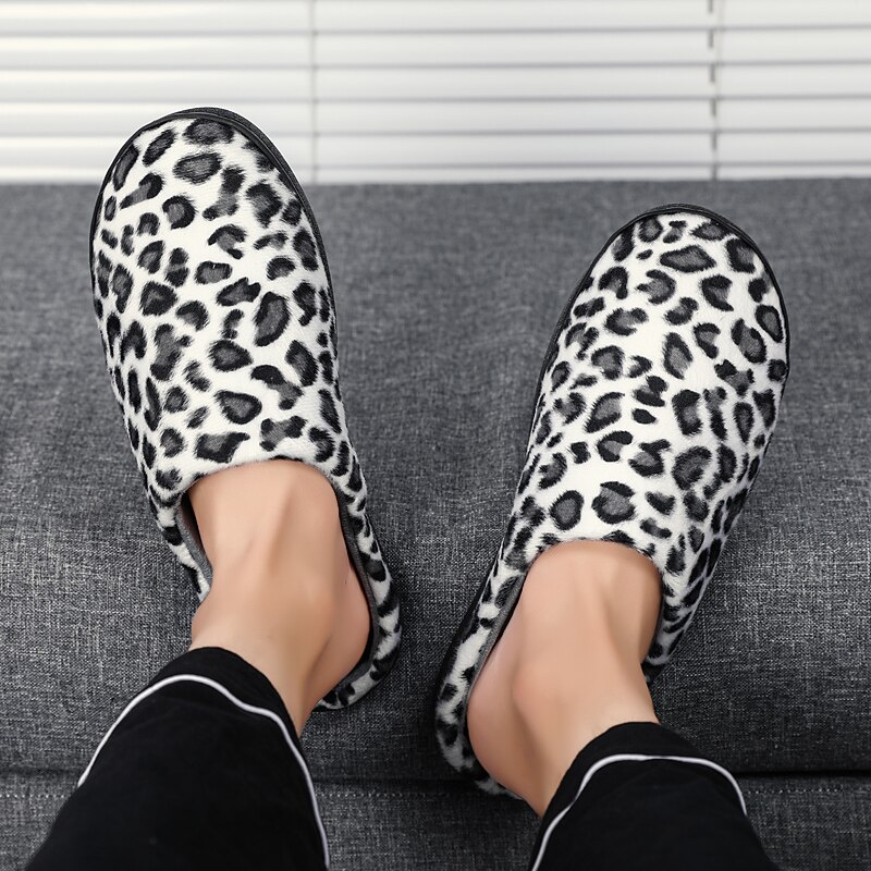 Di grandi Dimensioni 36-47 Pantofole per Gli Uomini Coppie Della Stampa Del Leopardo Scarpe Uomo Inverno Casa Calda Pantofola Peluche Comfort Interno casual Scarpe Uomo