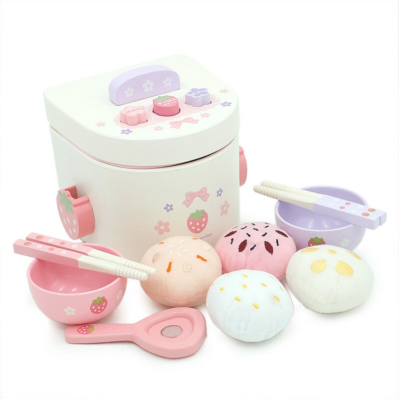 Children's Wooden Play House Girl Cooking Toys Rice Cooker Simulation Small Appliances Kitchen Rice Cooker