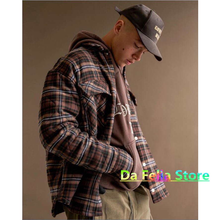 20FW Represent QUILTED OVERSHIRT Men Women Heavy Weight Plaid Fabric Represent Shirt Oversize Fit Blouse