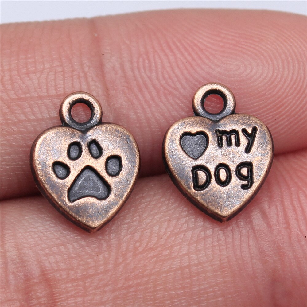 20pcs Charms Dog Paw Tibetan Bronze Silver Color Pendants Antique Jewelry Making DIY Handmade Craft: Blue Zinc Plated