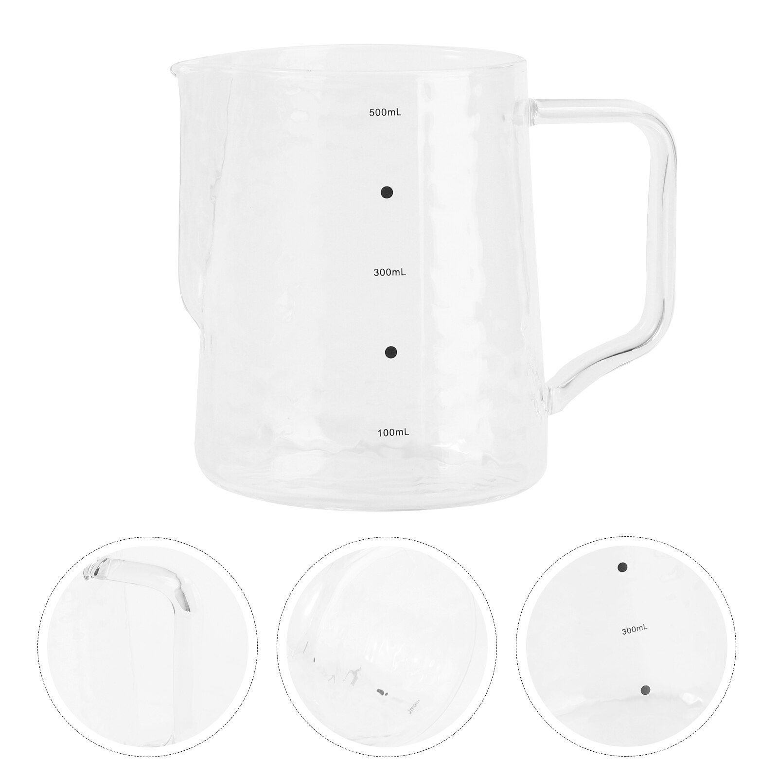 1PC 500ml Measuring Cup Glass Measurement Scales Cup Frothing Cup with Handle: Default Title