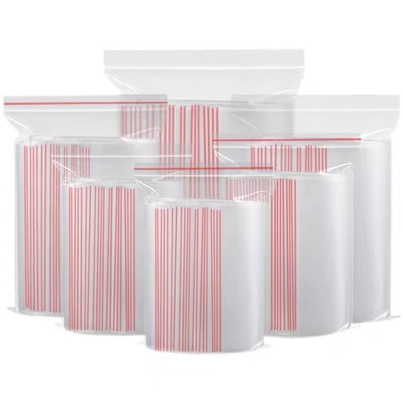 Pe self-styled 6 trådar ziplock lås blixtlås poly klara påsar plast mat förvaringspåsar tjocka genomskinliga paket påsar