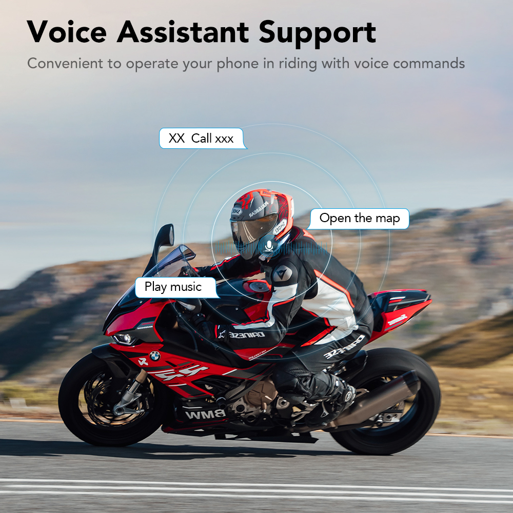 HITALK H1 casque de moto casque Bluetooth casque sans fil avec appel mains libres commande vocale lumières d'ambiance