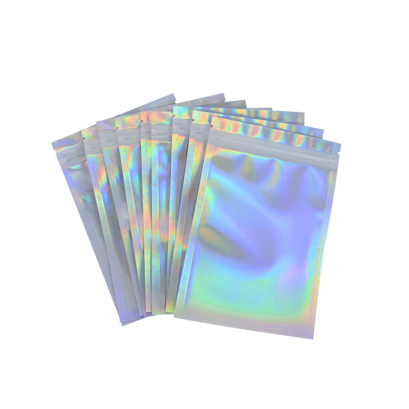 20 Stuks Iriserende Plastic Zakken Zip Lock Met Venster Stand Up Hersluitbare Grip Ziplock Zakjes Thee Koffie Bean Snoep Verpakking voedsel: 10x15cm-20PCS