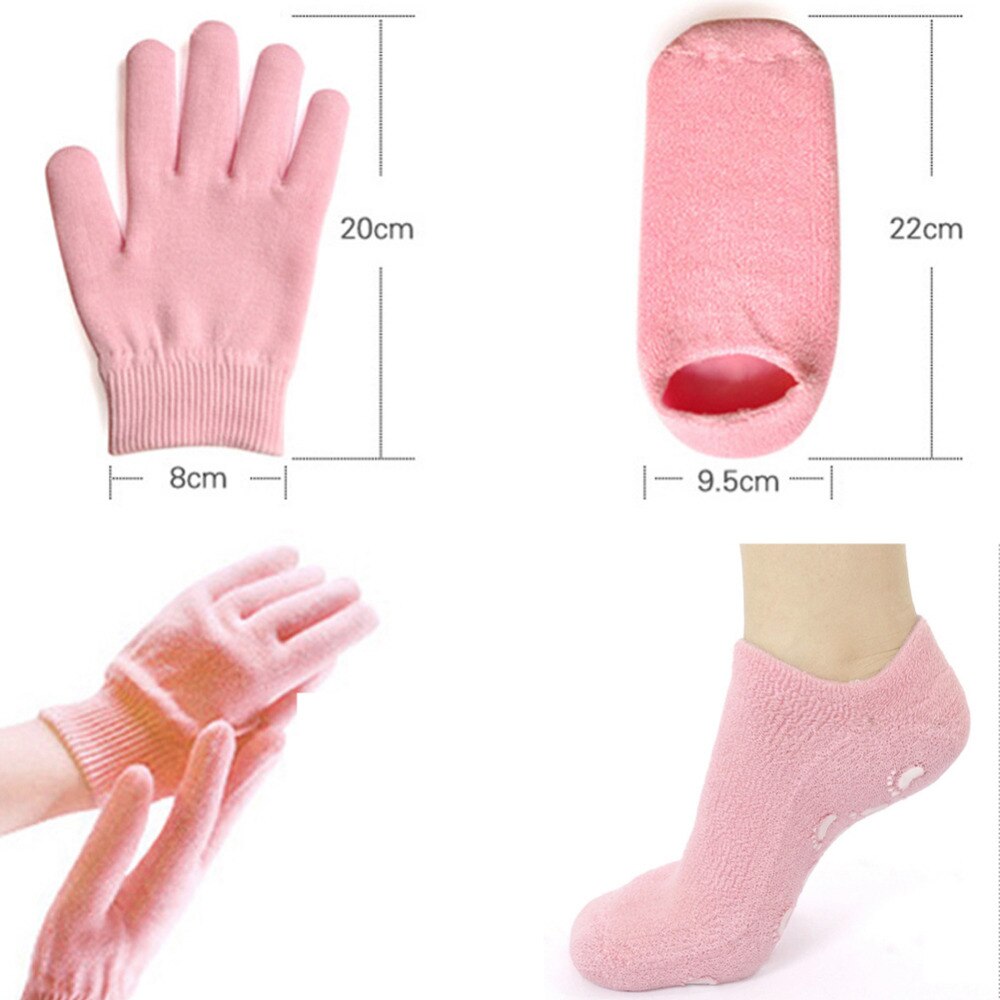 1 par återanvändbara spa-gel strumpor handskar fuktgivande blekning exfolierande släta händer fotvård för vuxna handmask
