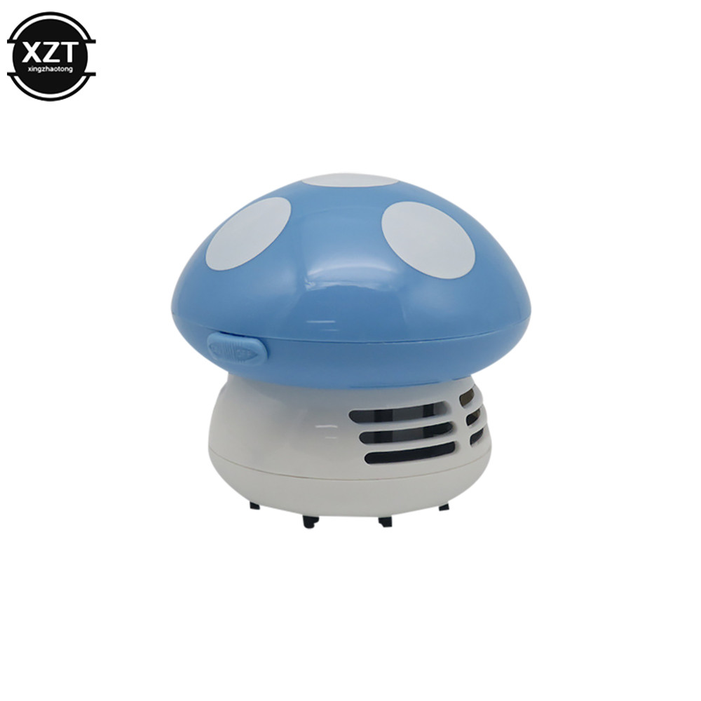 Handheld Mini Desktop Vacuum Cleaner Mushroom Shape Cleaner Desk Cleaner Eraser Dust Paper Dust Sweeper: Blue
