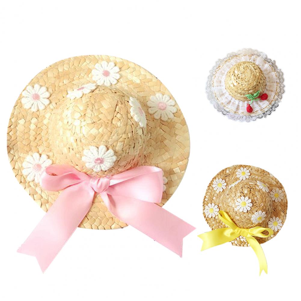 Cool Puppy Hat Sun Lace Ruffled Hem Adorable Straw Pet Photography Hats for Summer Dogs Caps Accessories Decor