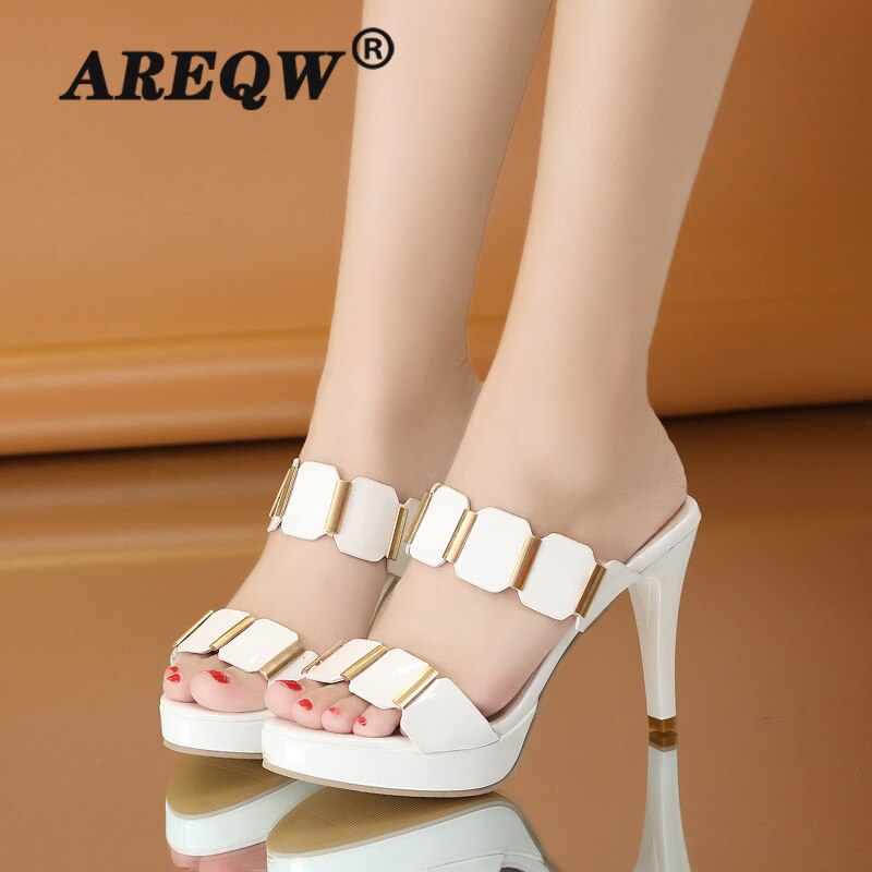 Women Sexy High Heel Mules Clogs Black Fish Mouths Ankle High Thin Mules Slippers Female Slip on Sandal Shoes Buty Damskie