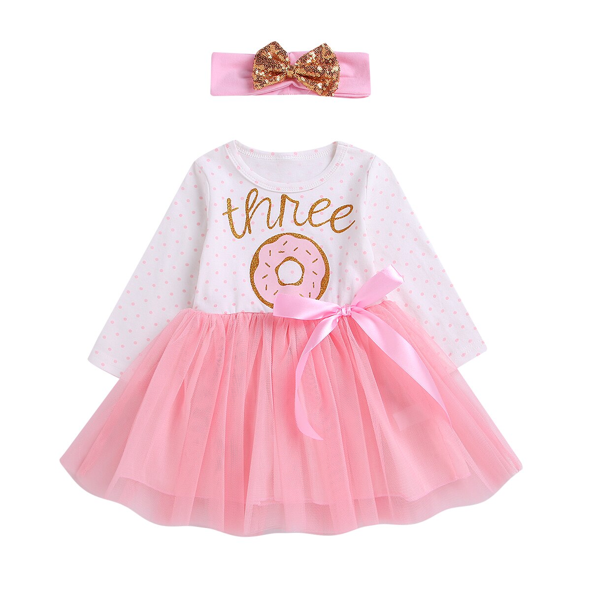 Citgeett 1st/2nd/3rd Geburtstag Baby Mädchen Donut Polka Dot Tüll Tutu Prinzessin Party Kleid Geburtstag 2 stücke