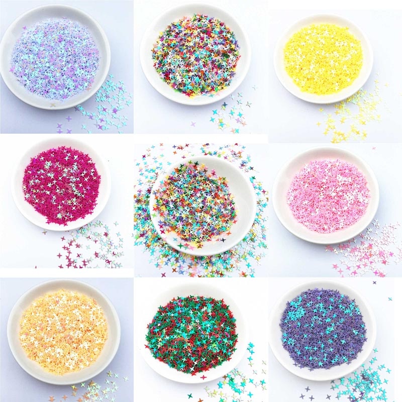 4 mm vierpuntige ster kruis ster pailletten pvc kristal modder flitsende nagels schoonheid make-up kralen bruiloft feest gooien confetti  jj350