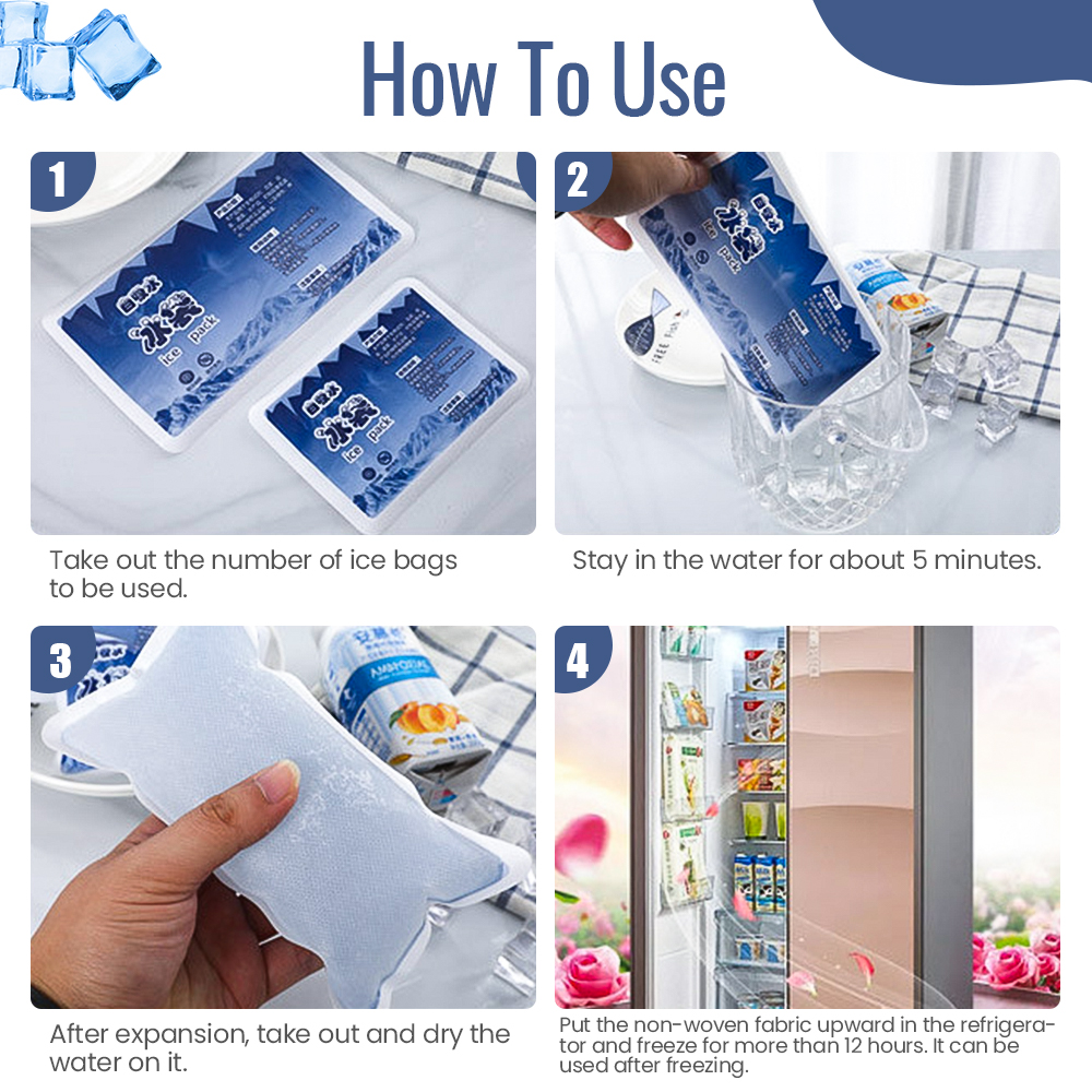 Ice Pack bag Reusable Self-priming Icing Cooler Bag Pain Cold Compress Drinks Refrigerate Picnic Food Keep Fresh Ice Packs