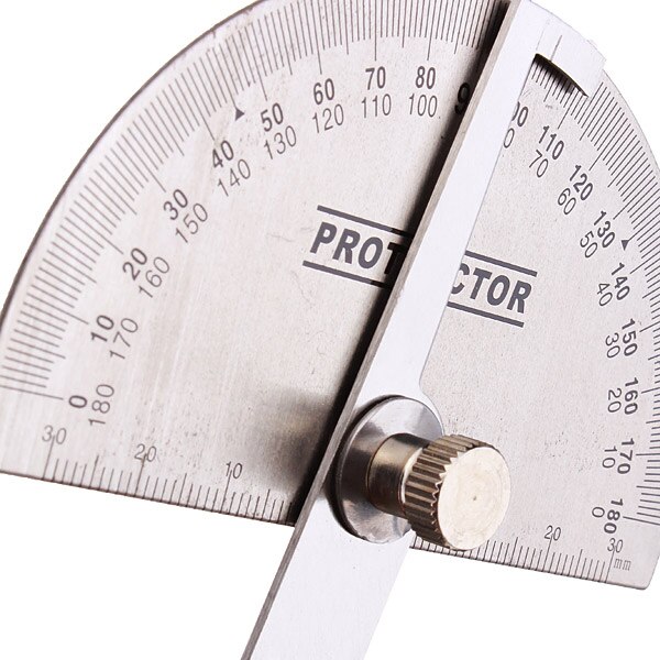 0-180 Degree Angle Ruler 90 x 150mm Protractor Round Head Stainless Steel Adjustable Universal Measuring Tool Angle Finder Gauge