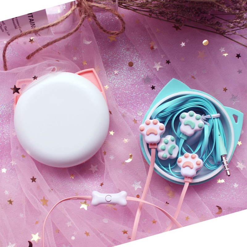 Cute Cat Claw Earphones 3.5mm Stereo in-ear Earbuds with Microphone for iPhone Samsung Xiaomi Girls Kids Child Student