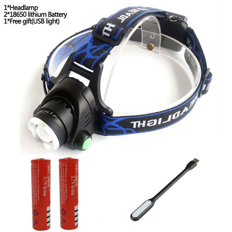 Z20 lampe frontale Led étanche, lampe torche, ampoules rechargeables Lithium-Ion Xml T6, 5000lm, Xm-l2 18650: OPtion B / L2