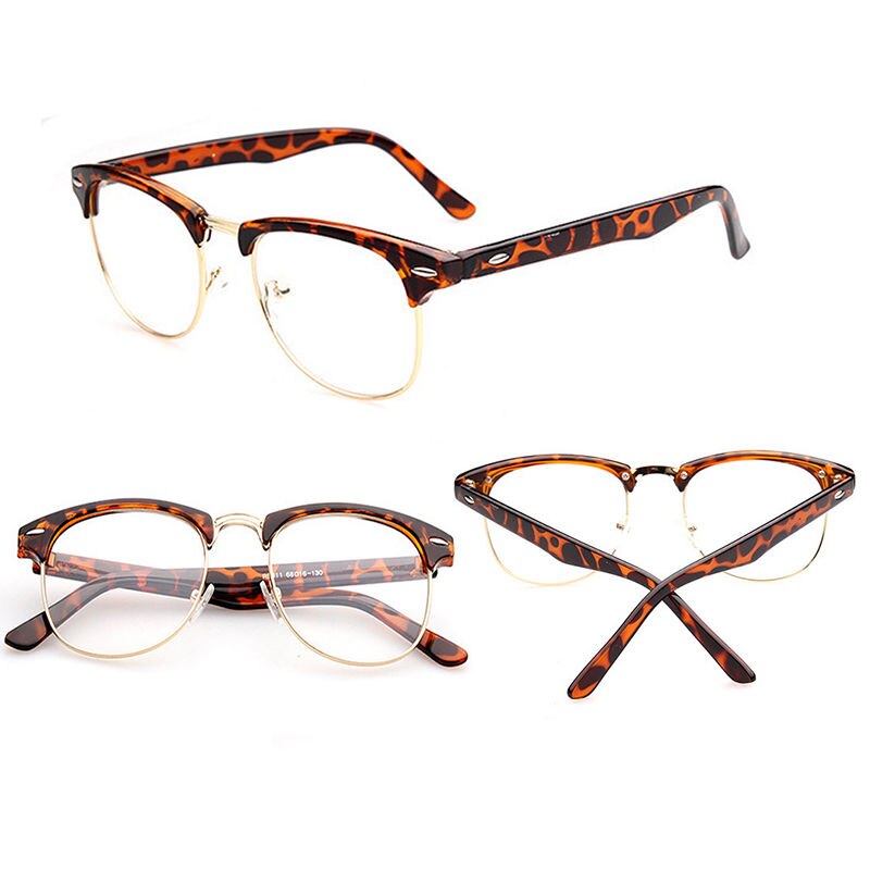 SEKINEW Vintage Retro Half Frame Clear Lens Glasses Nerd Geek Eyewear Eyeglasses Driver Goggles