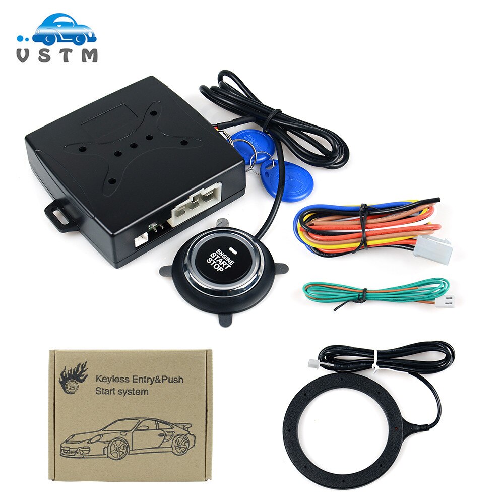 Anti-theft System Auto Car Alarm Start Stop Engine Starline Push Button RFID Lock Ignition Switch Keyless Entry System Starter