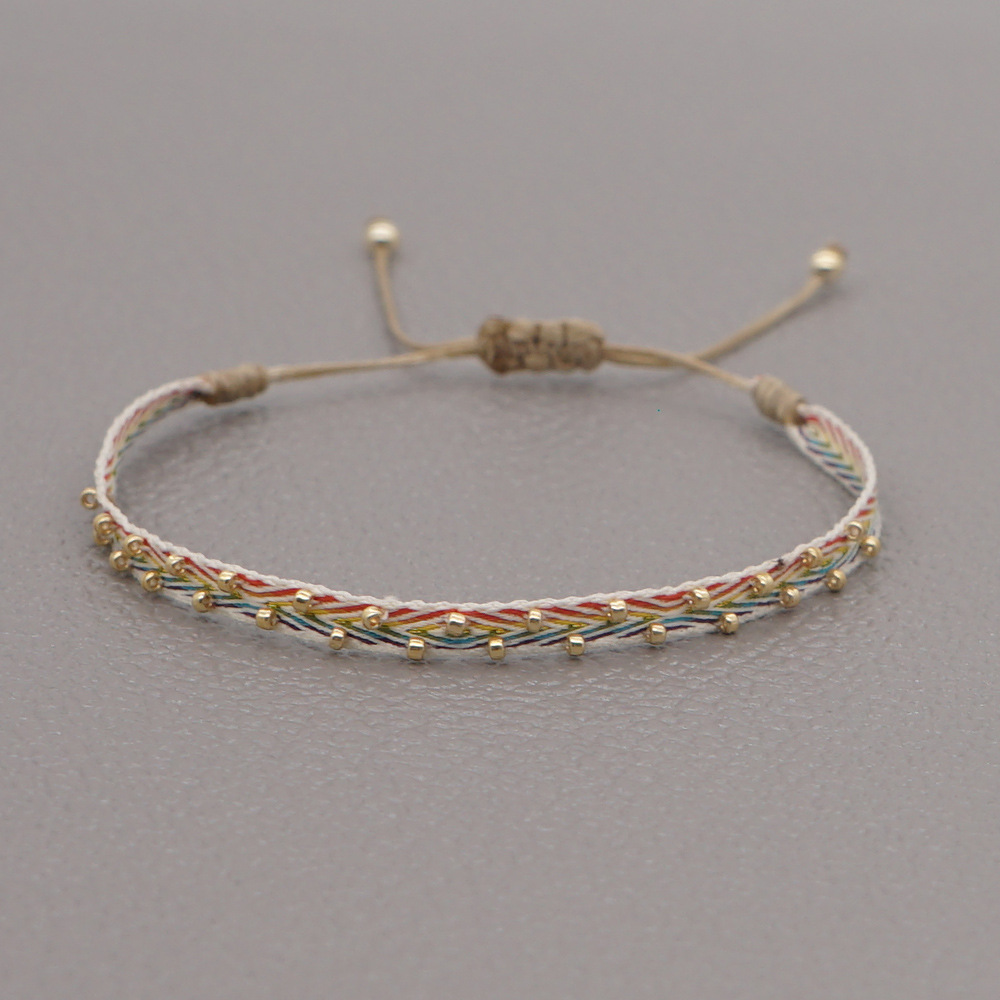 KKBEAD Colombia pulsera joyería tela cinta Pulseras de tela para mujer Pulseras tejidas hechas a mano: Chapado en zinc blanco y azul