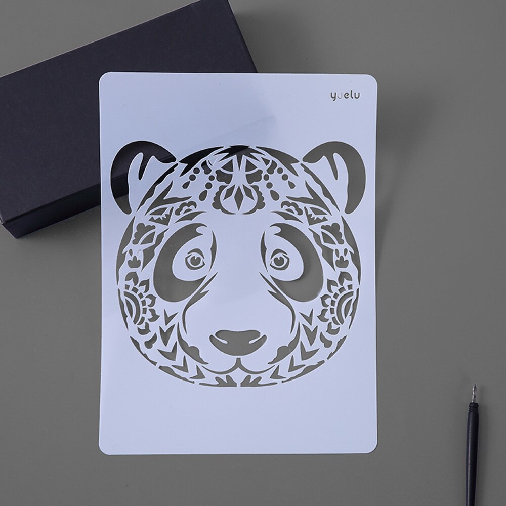 Animal Series Hollow Painting Stencils A4 Lace Ruler Drawing Template Stencils for Diy Scrapbooking Plastic: panda