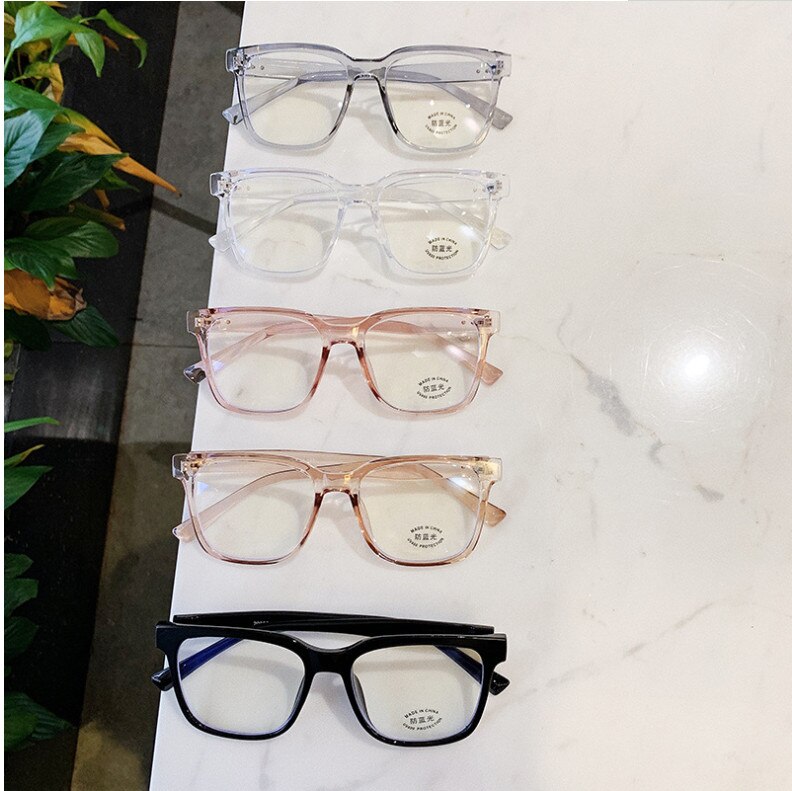 Bågar optiska glasögon dam herrglasögon bågar fyrkantiga närsynthet bågar glasögon blå transparent ljus glas dam