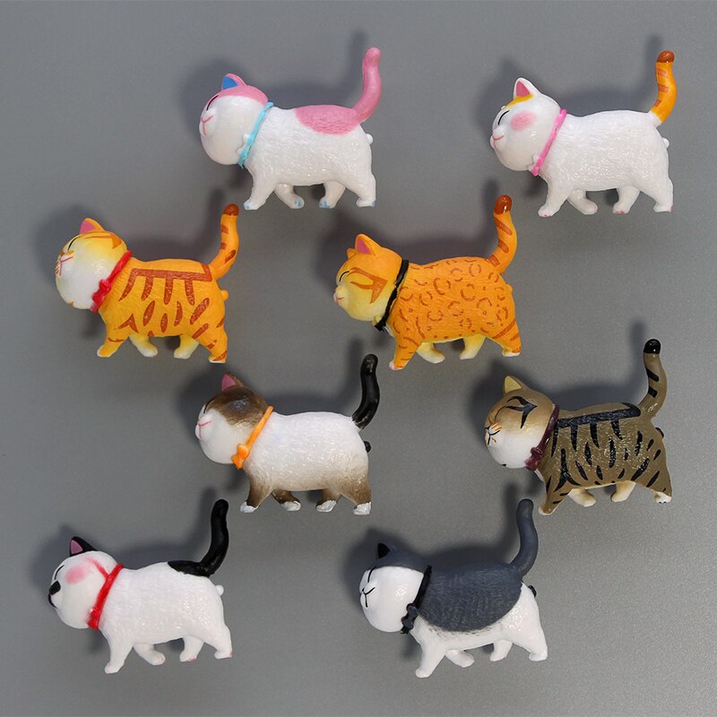 Combinación de gatitos japoneses para refrigerador, de colección de recuerdos, lindos imanes de nevera para gatos pequeños, animales amarillos, negros y blancos