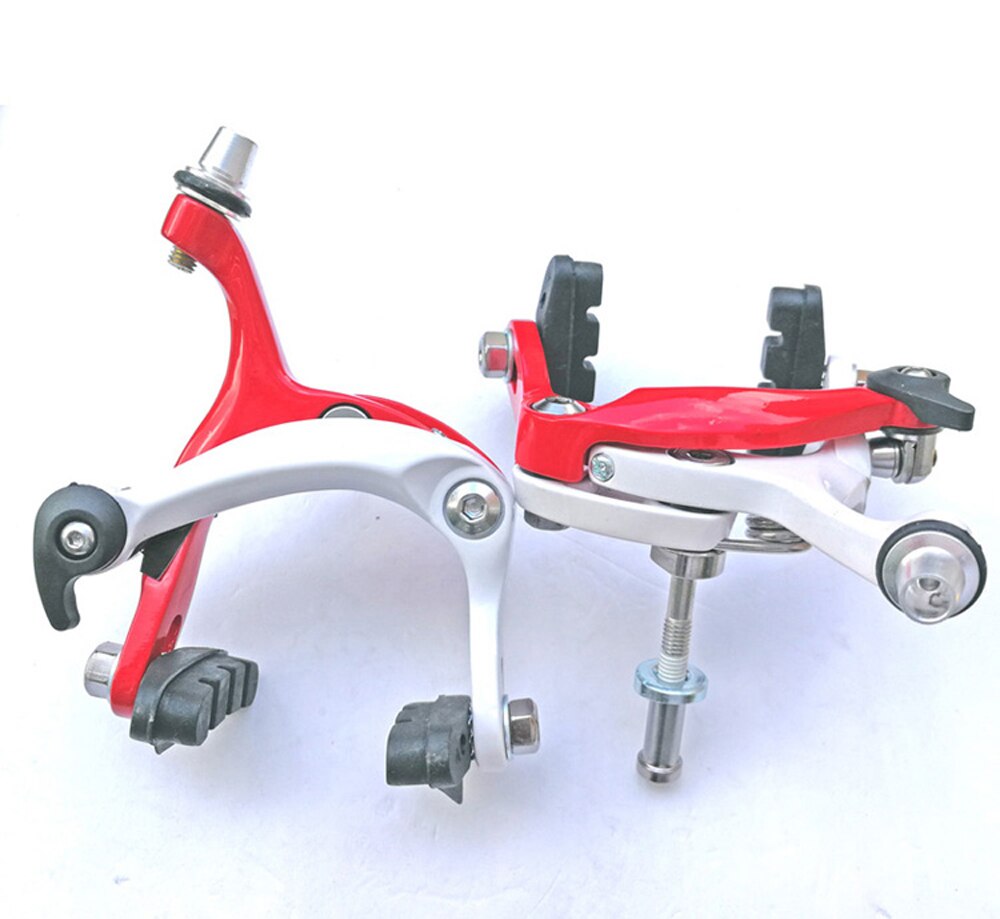 MI.XIM Road Alloy Bike Brake Caliper Set 47-57mm Reach Front Rear Bicycle Brakes Cycling Brake Resin 55mm: White Red