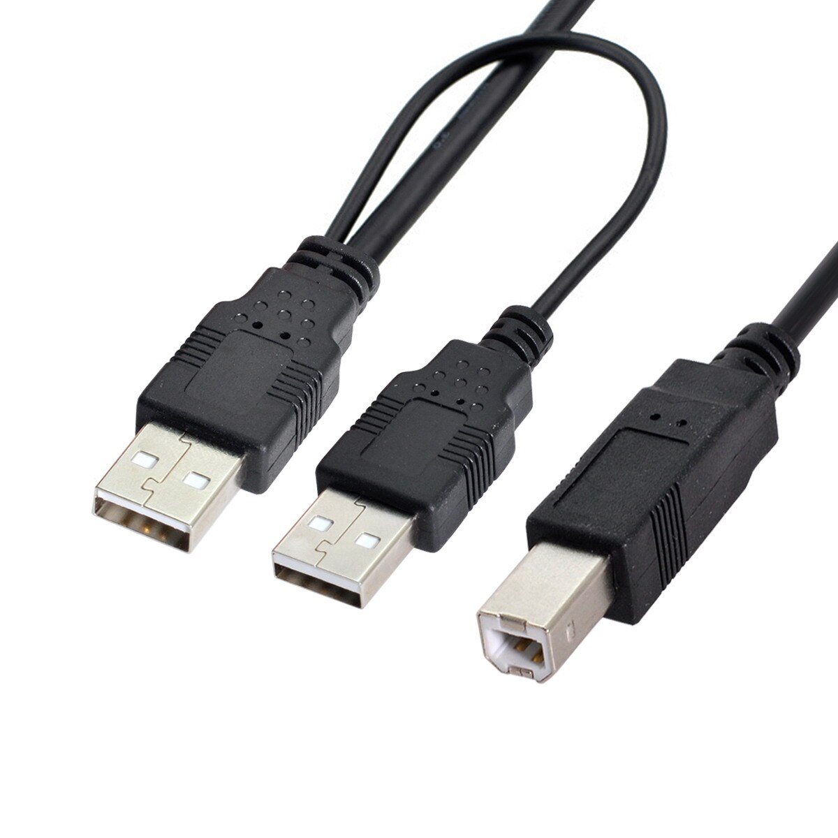 Zihan-Cable Dual USB 2,0 macho a macho B estándar, Cable Y de 80cm para impresora, escáner Y unidad de disco duro externo