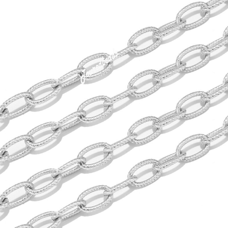 1 Meter Stainless Steel Heavy Circle Rolo Chain 5x19mm Dull Silver Textured Chunky Chains for Punk Rock Jewelry Making