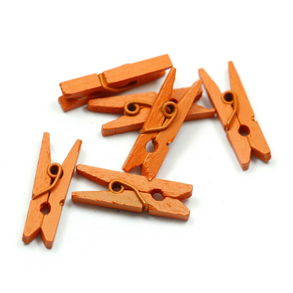 20 stuks/pak mini gekleurde houten clips voor fotoklemmen wasknijpers knutseldecoratieklemmen knijpers 25mm x 4mm: Oranje