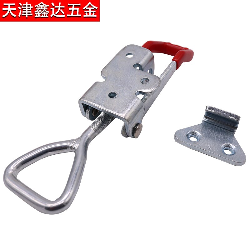 1 PCS Adjustable Toggle Latch Catch Hasp Cabinet Boxes Lever Handle Clamp Hasp Toggle Latch Catch Lock Silver+Red