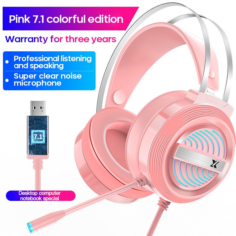 Wired Headset Gamer PC 3.5mm For PS4 Headsets 7.1 Surround Sound & HD Microphone Gaming Overear Laptop Tablet Gamer: 03